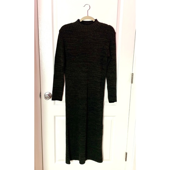 NWOT Black/Green Knitted Topshop Midi Dress 12/L - Picture 7 of 8